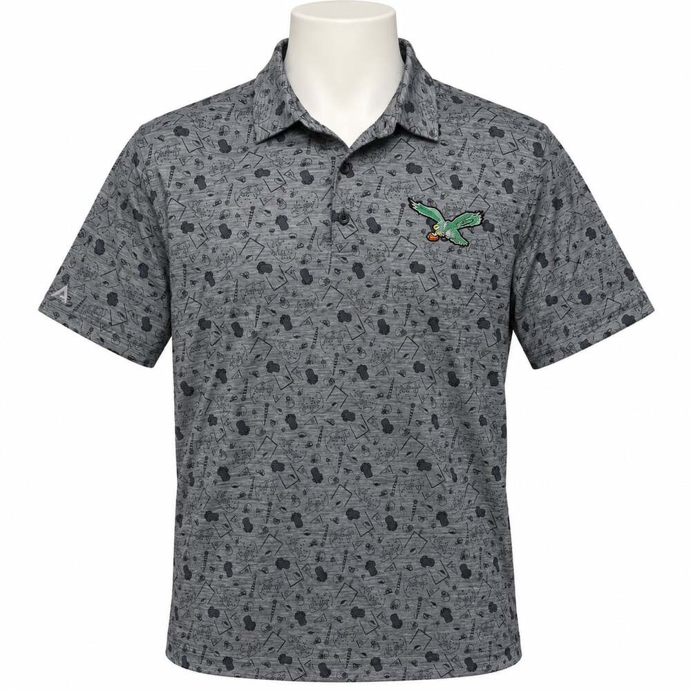 Antigua Philadelphia Eagles Relentless Polo Men’s M Gray Golf Print NWT